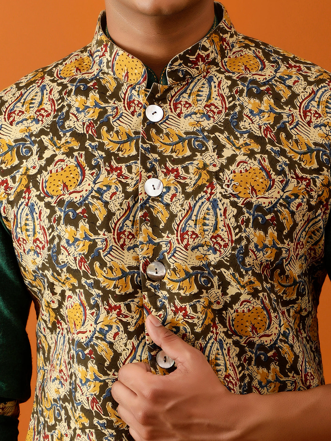 Multicolor Floral Nehru Reversible-Jacket
