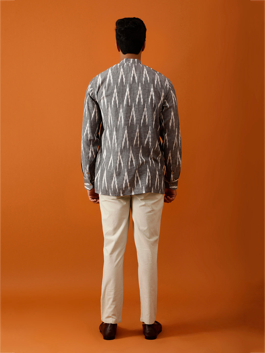 Short Kurta Grey Ikat Cotton