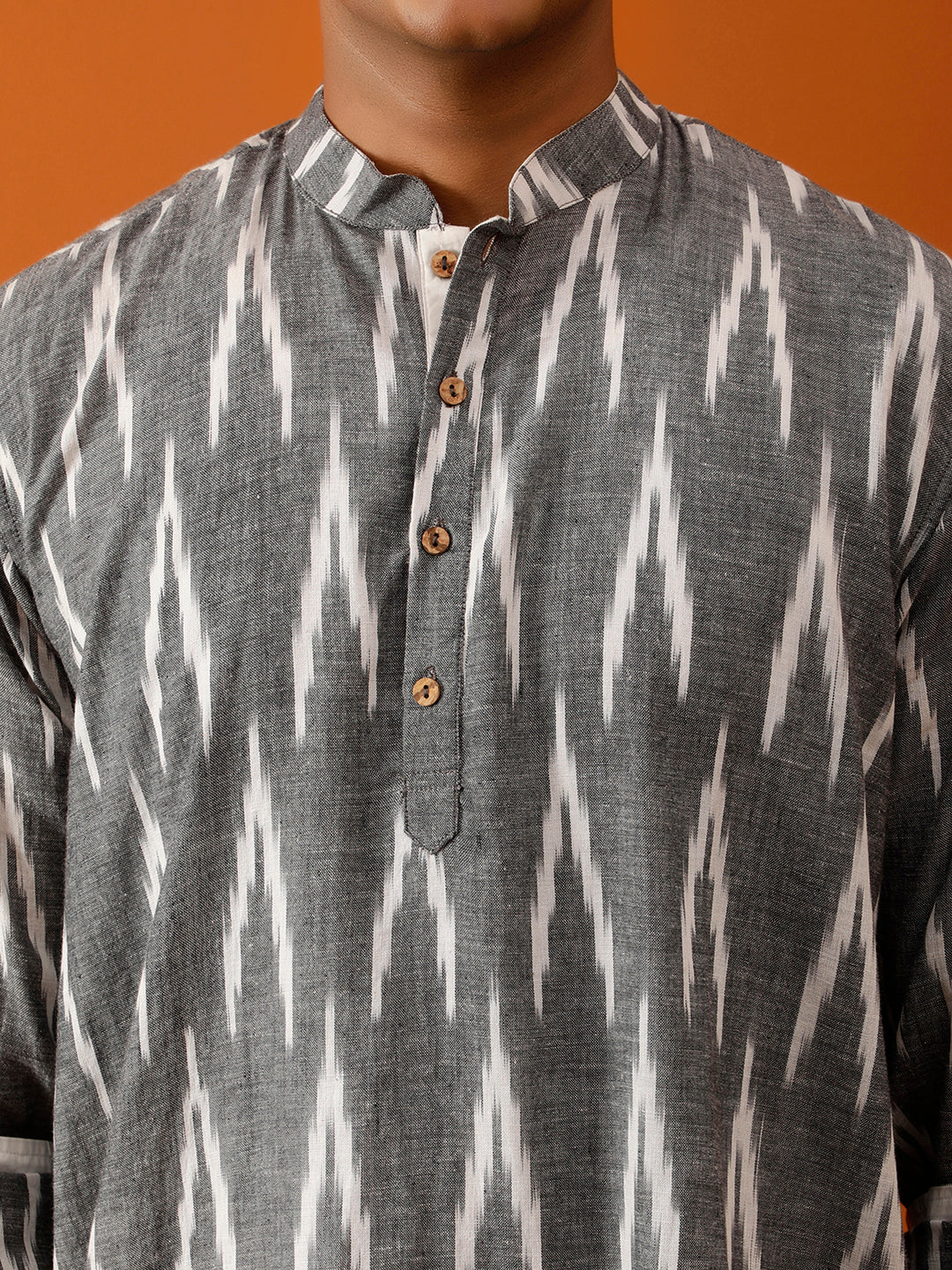 Short Kurta Grey Ikat Cotton