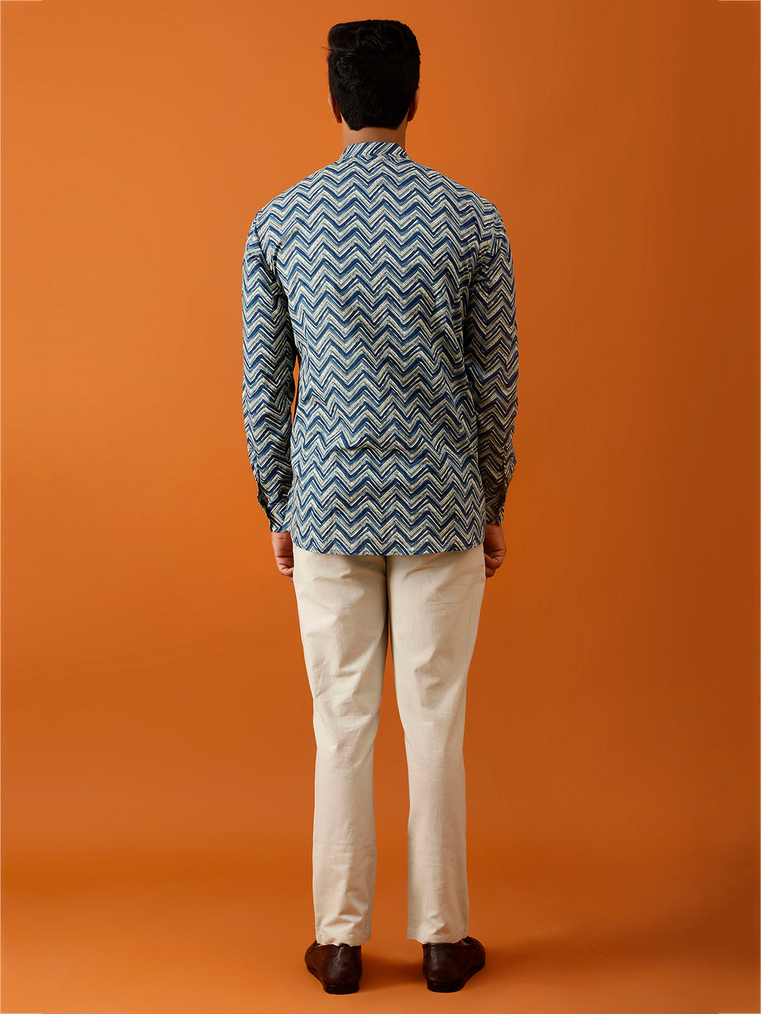 Short Kurta Blue Chevron Printed