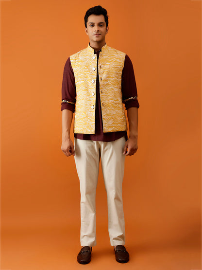 Mustard Yellow Nehru Reversible Jacket