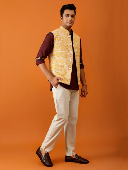 Mustard Yellow Nehru Reversible Jacket