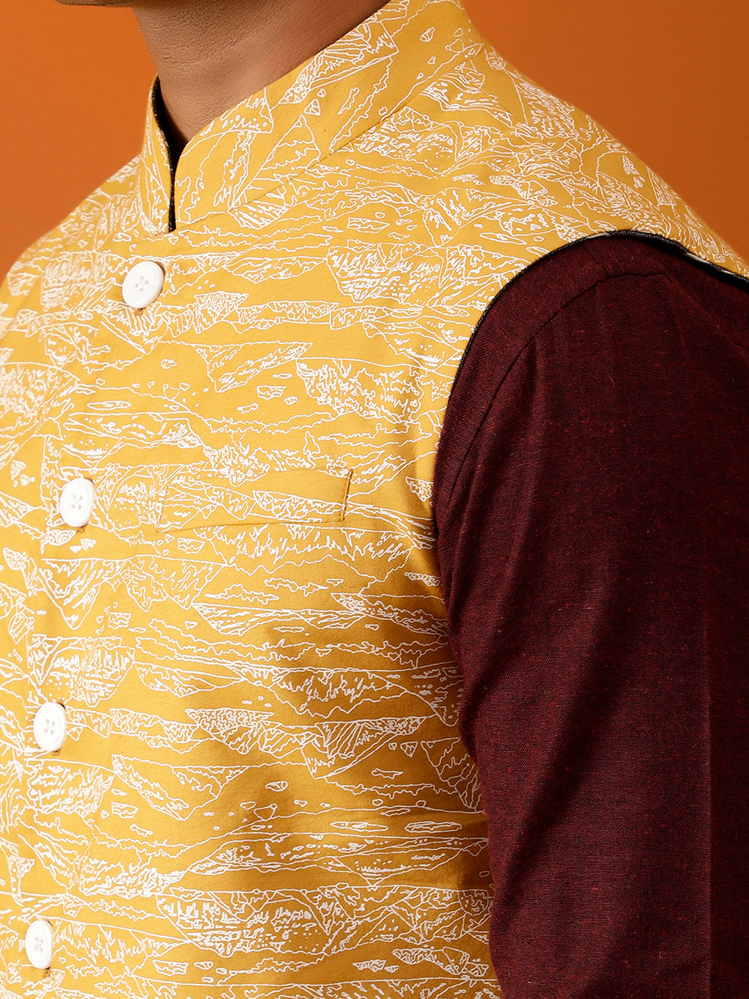 Mustard Yellow Nehru Reversible Jacket