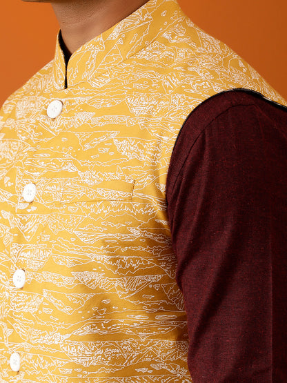 Mustard Yellow Nehru Reversible Jacket