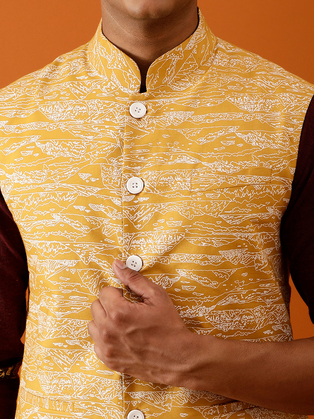 Mustard Yellow Nehru Reversible Jacket
