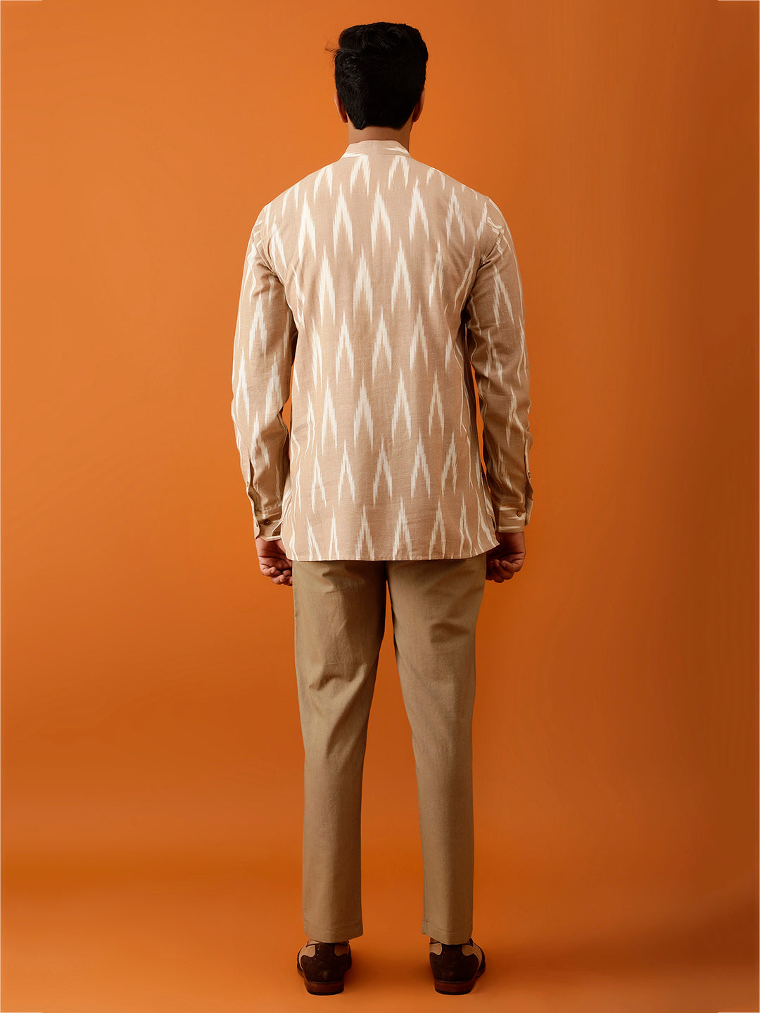Short Kurta Beige Ikkat Print