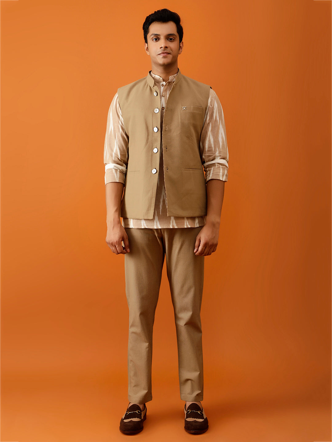 Maroon & Gold Floral Nehru Reversible-Jacket