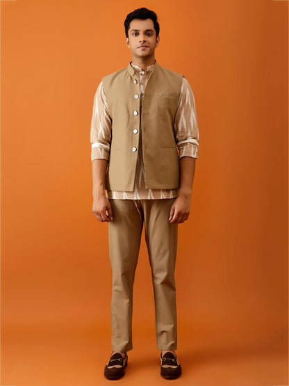 Maroon & Gold Floral Nehru Reversible-Jacket