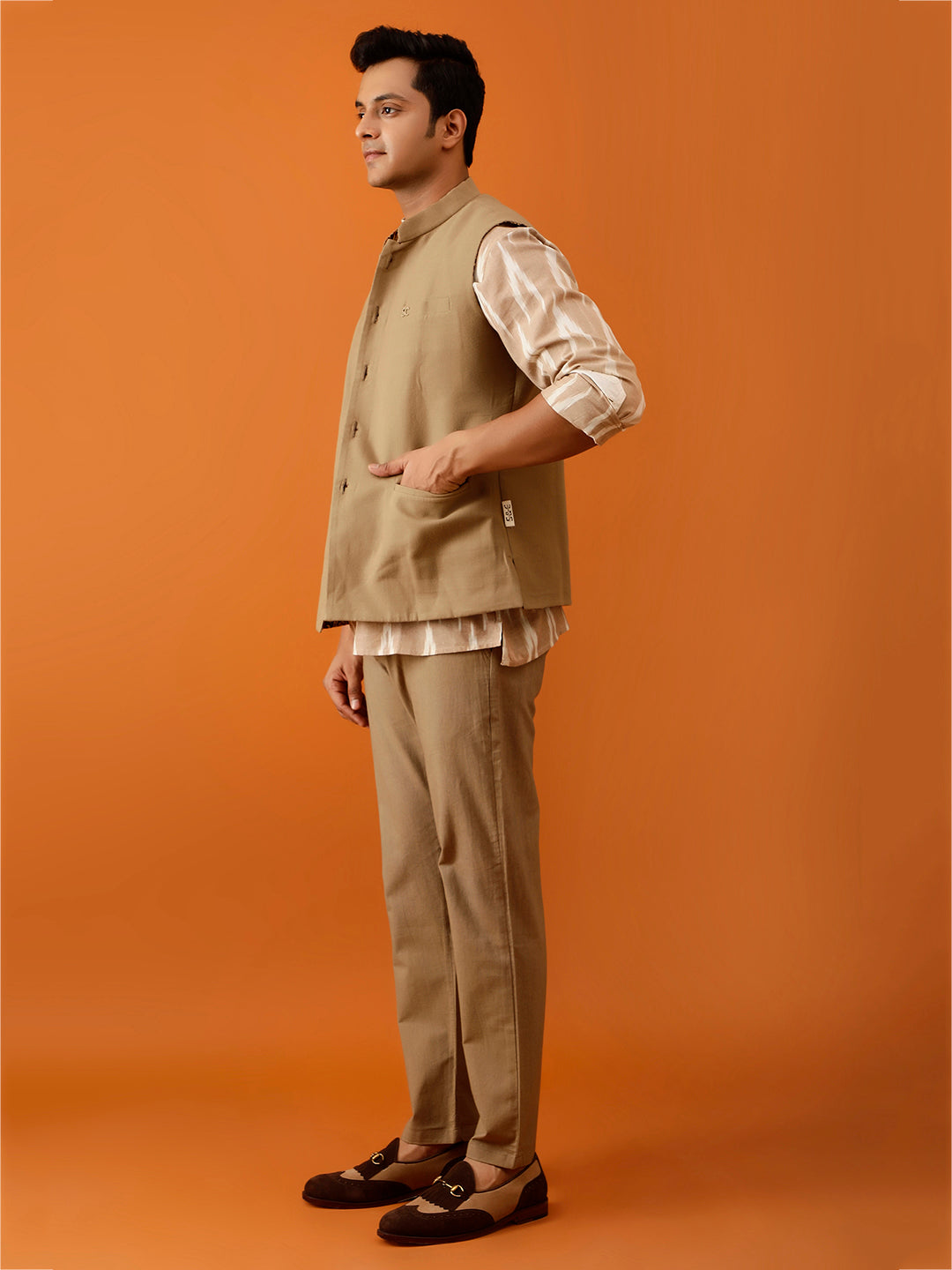 Maroon & Gold Floral Nehru Reversible-Jacket