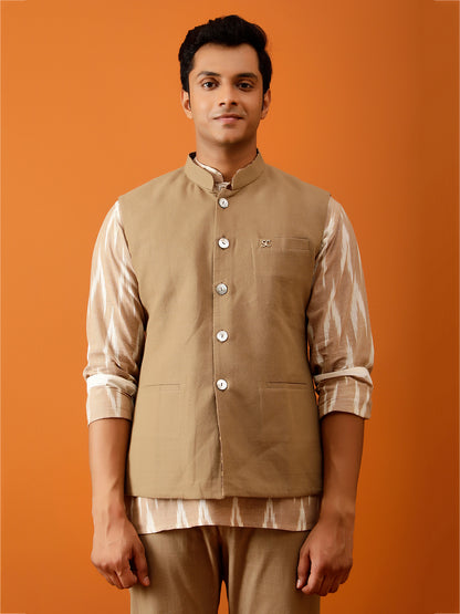 Maroon & Gold Floral Nehru Reversible-Jacket