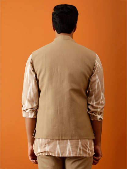 Maroon & Gold Floral Nehru Reversible-Jacket