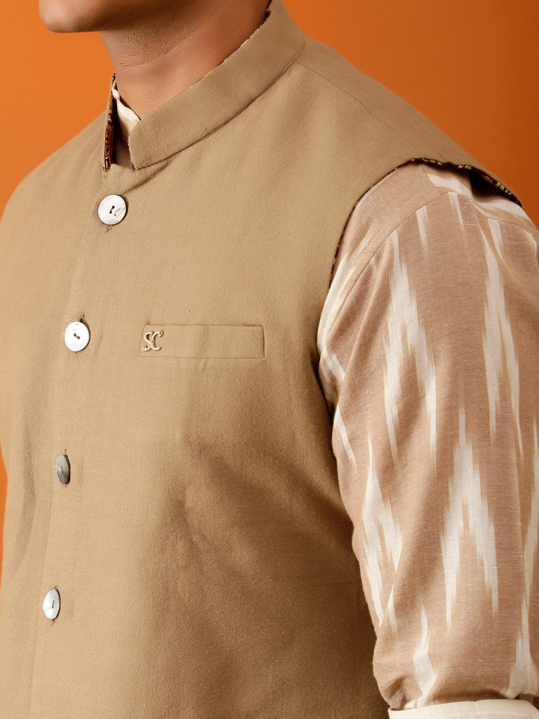 Maroon & Gold Floral Nehru Reversible-Jacket