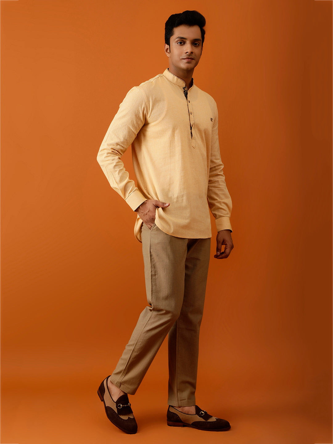 Short Kurta Pure Handloom in Radiant Yellow
