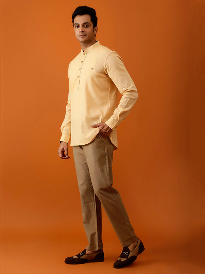 Short Kurta Pure Handloom in Radiant Yellow