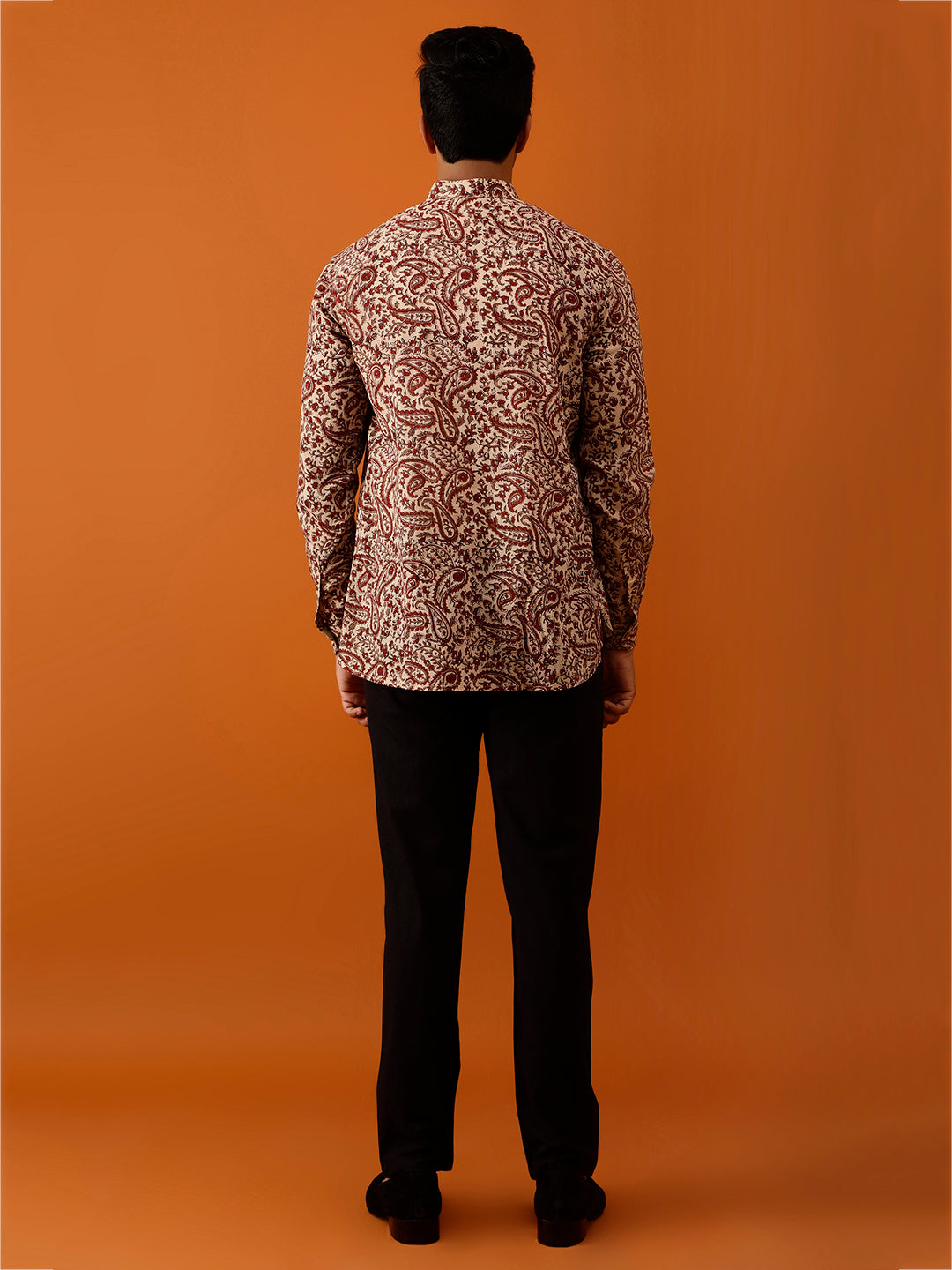 Short Kurta Maroon and Beige Paisley Printed