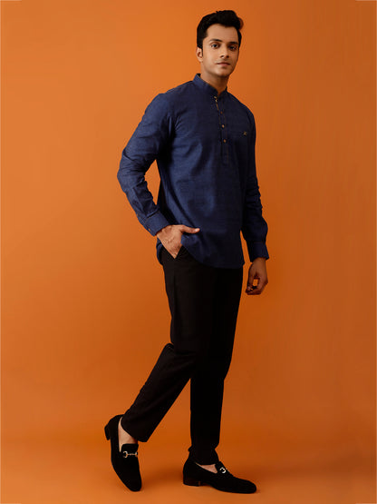 Short Kurta Navy Blue Full-Sleeve