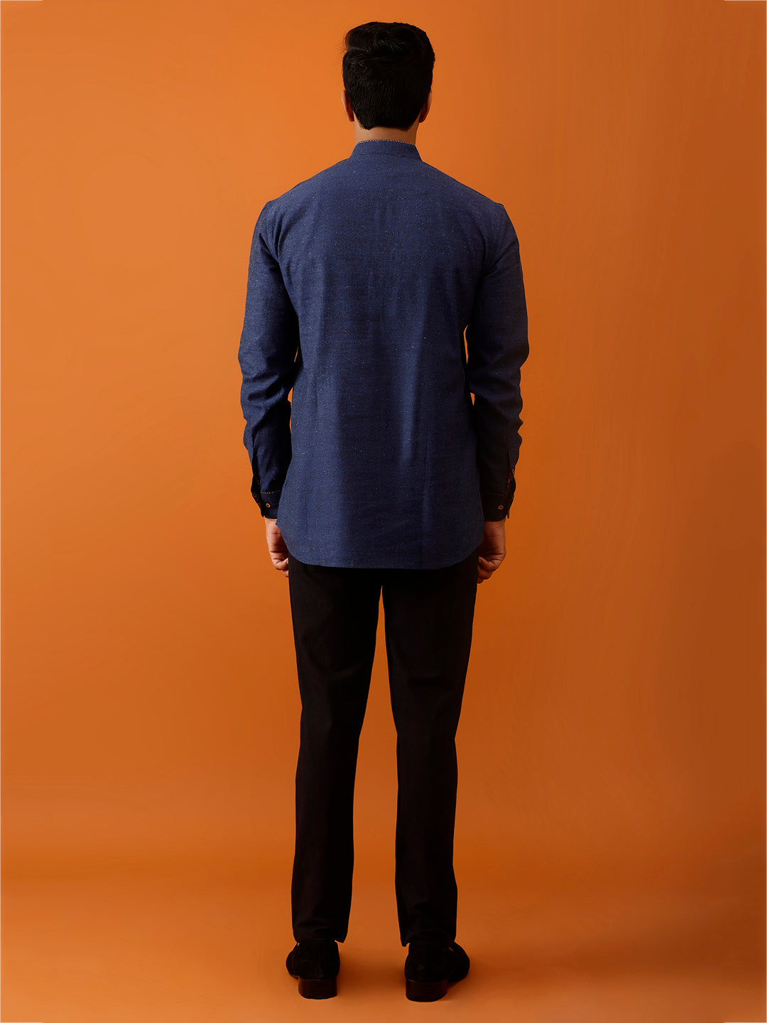 Short Kurta Navy Blue Full-Sleeve