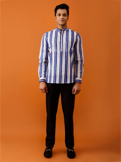 Short Kurta Blue and White Vertically Striped