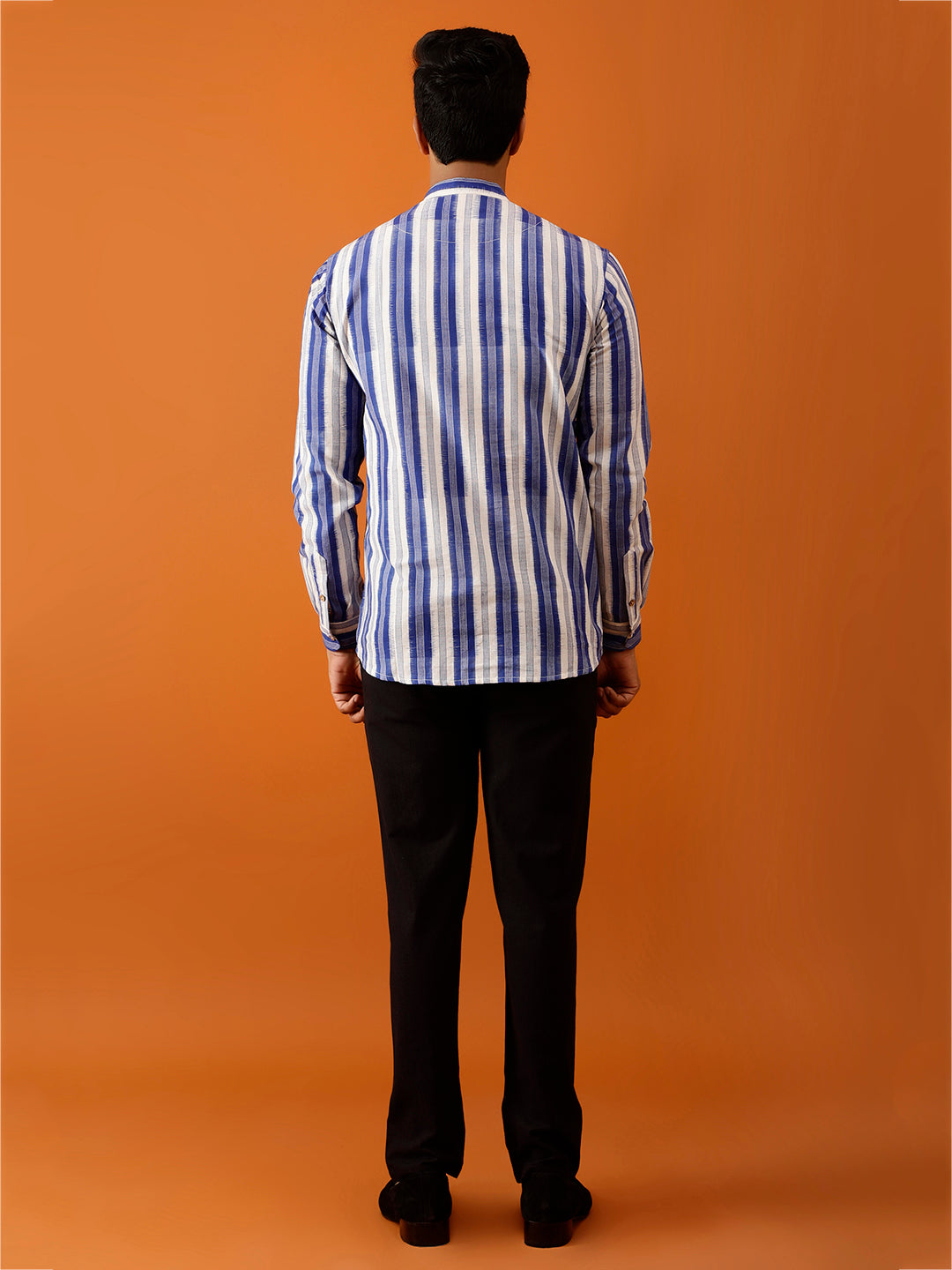 Short Kurta Blue and White Vertically Striped