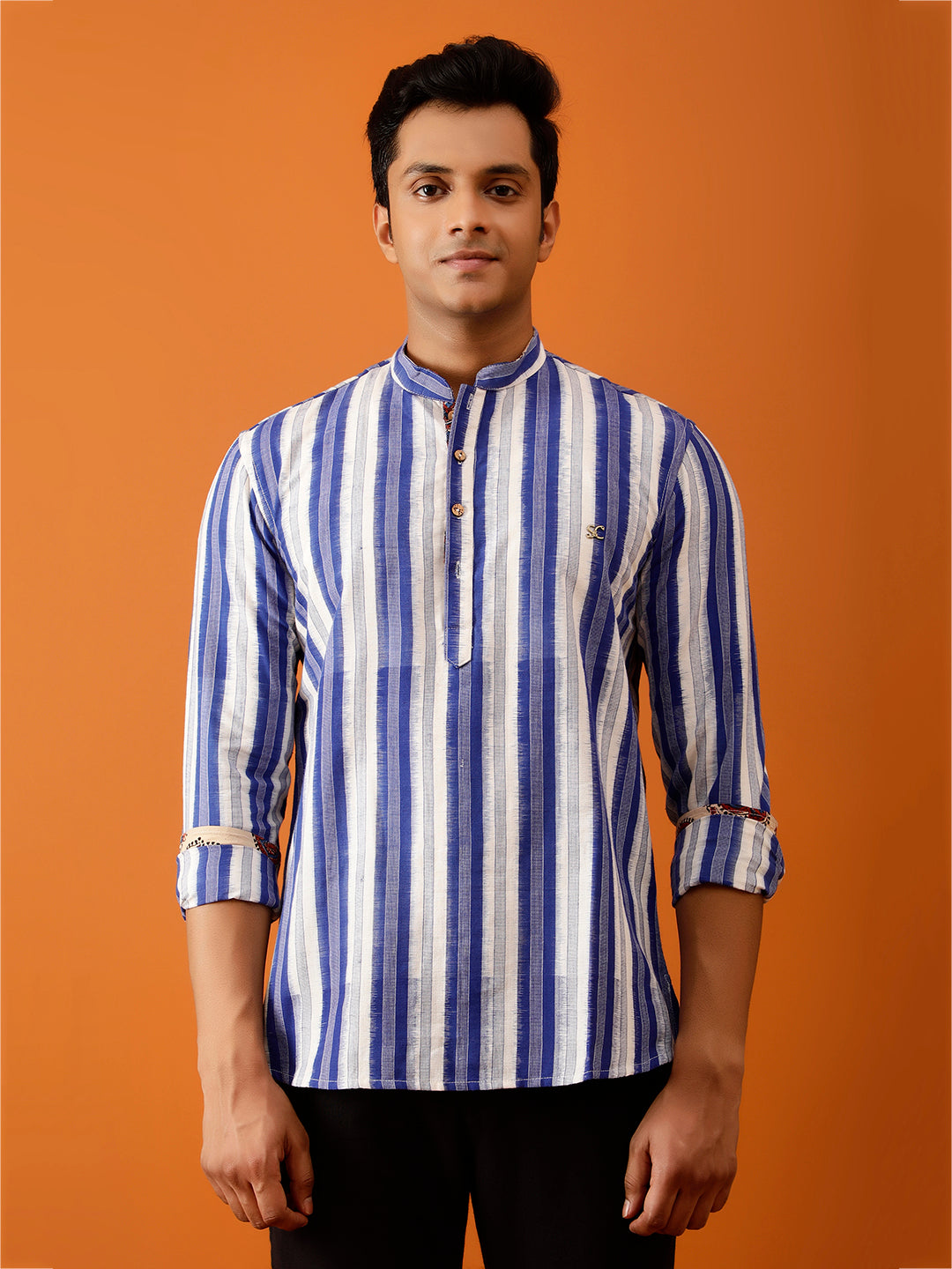 Short Kurta Blue and White Vertically Striped