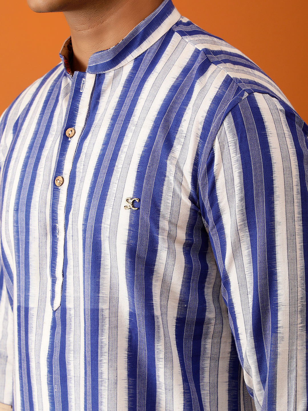 Short Kurta Blue and White Vertically Striped