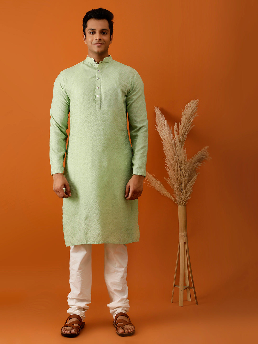 Long Kurta Chudidar Pastel Green