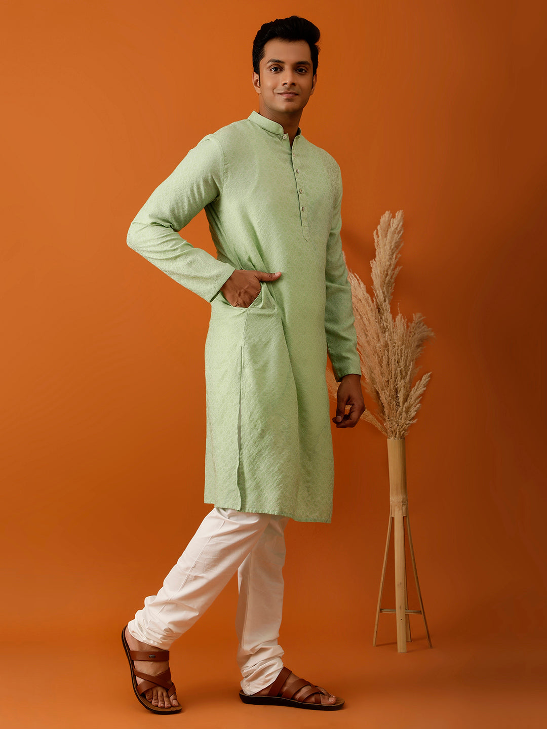 Long Kurta Chudidar Pastel Green