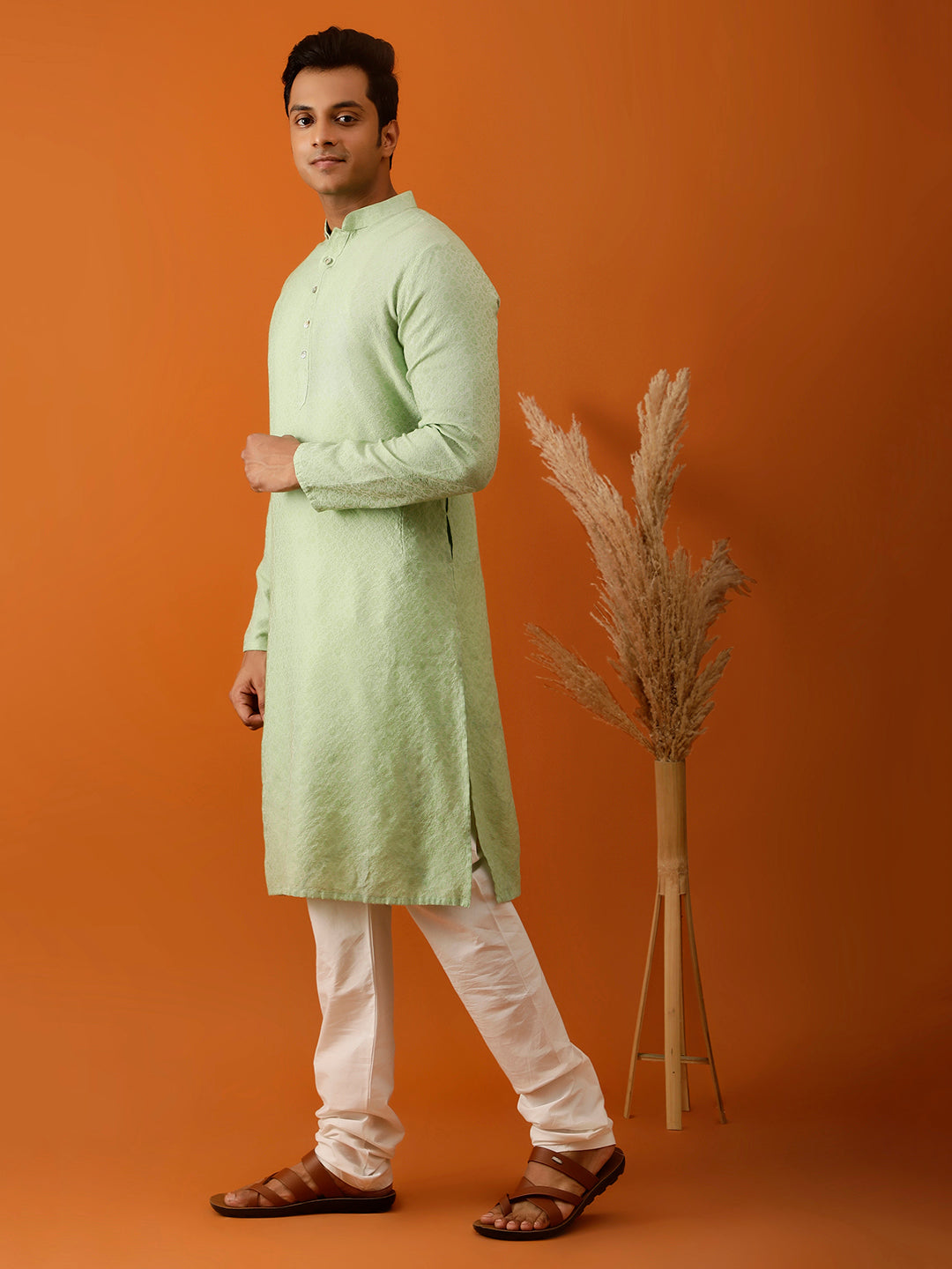 Long Kurta Chudidar Pastel Green