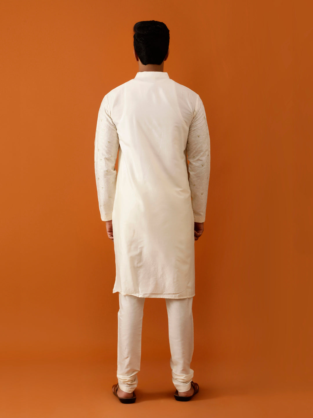 Long Kurta Chudidar Off-White Embroidered Kurta