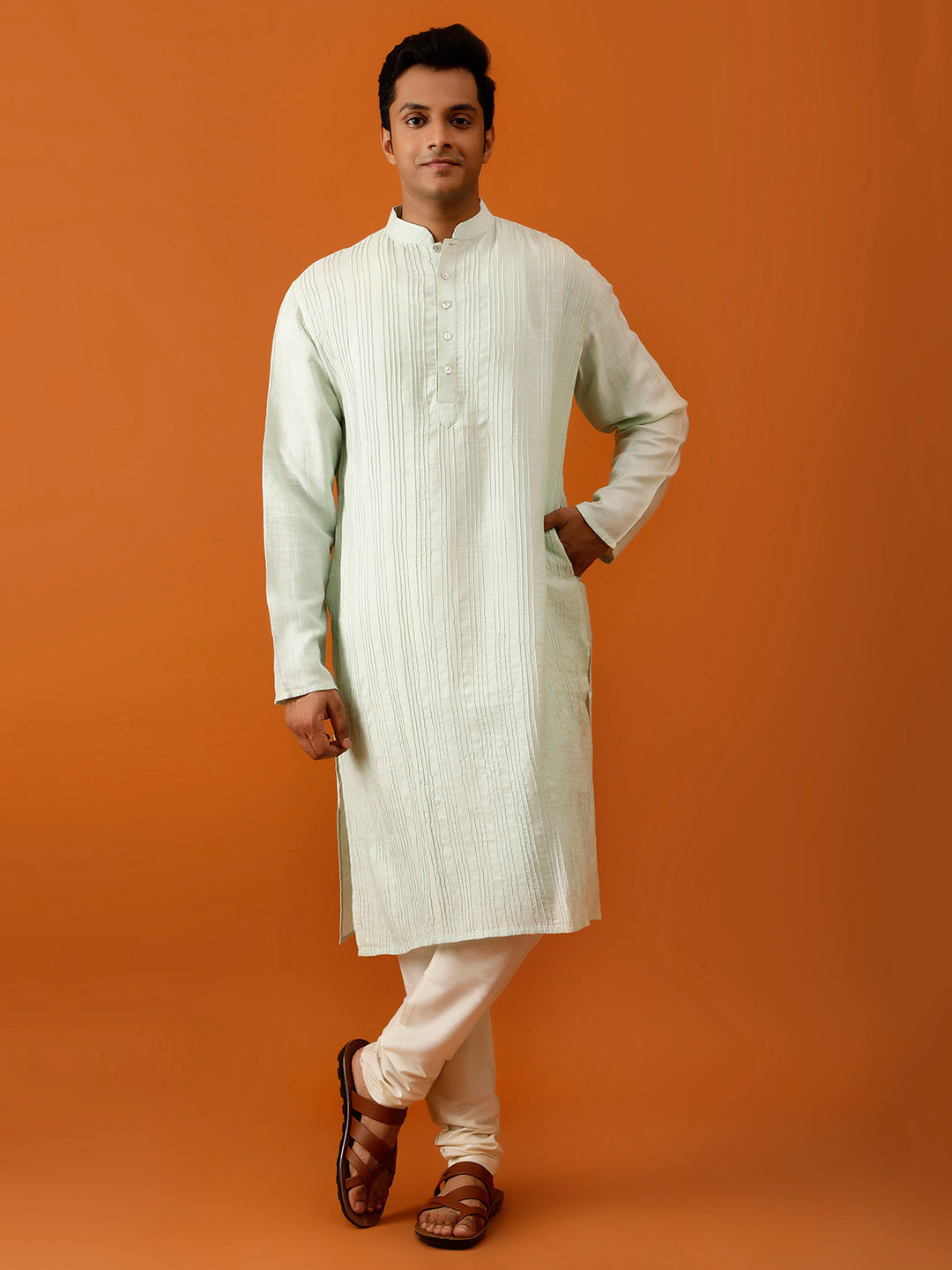 Long Kurta Chudidar White Kurta-Pyjama