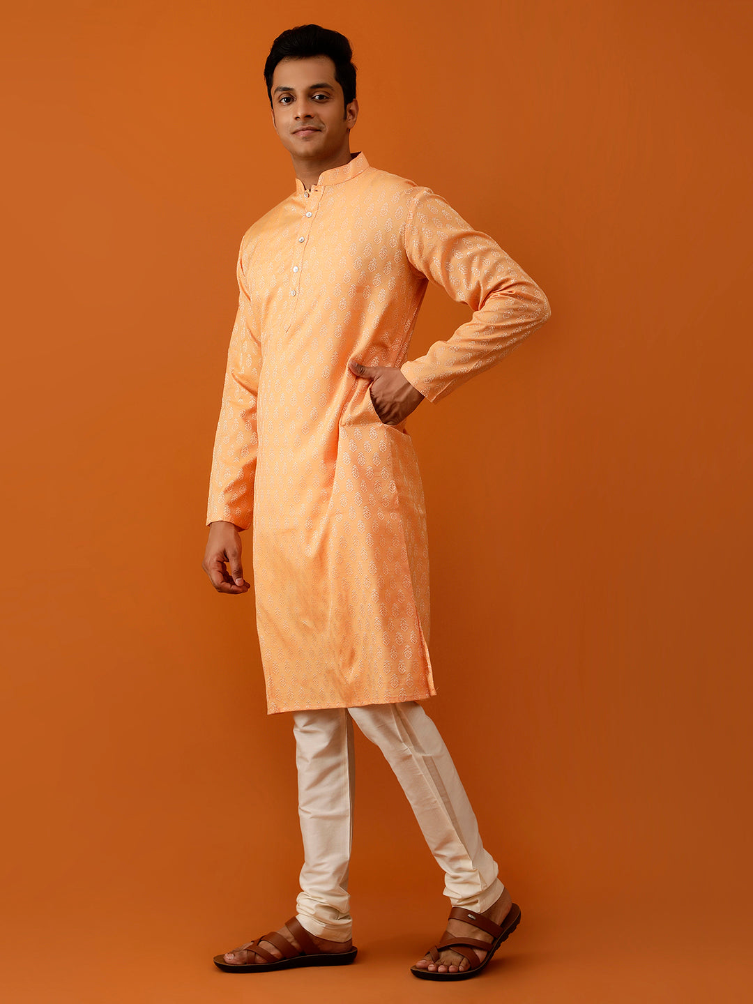 Long Kurta Chudidar Peach-Hued