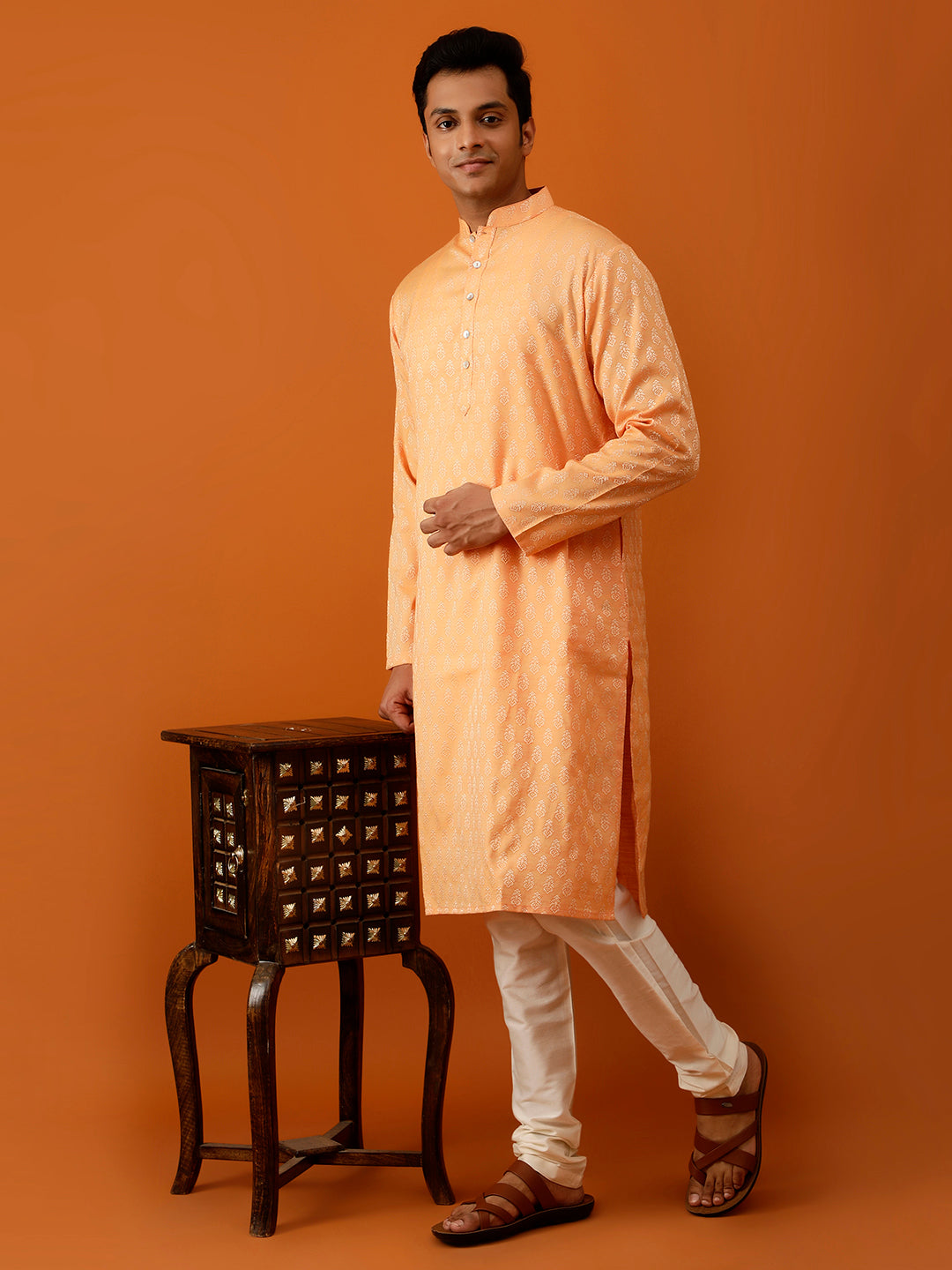 Long Kurta Chudidar Peach-Hued