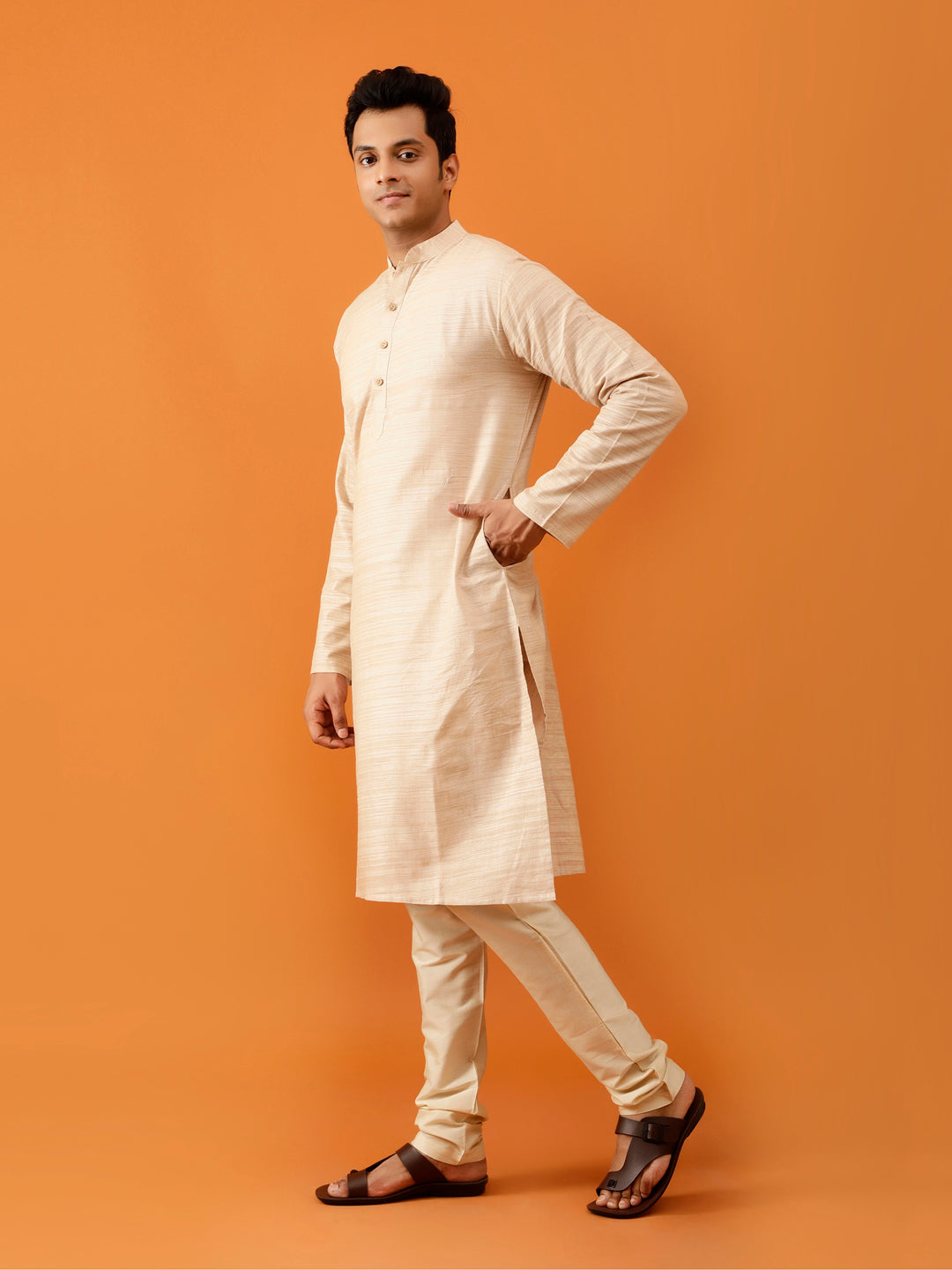 Long Kurta Chudidar Beige Kurta