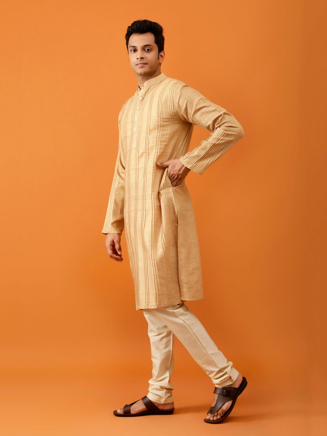 Long Kurta Chudidar Golden Beige Kurta