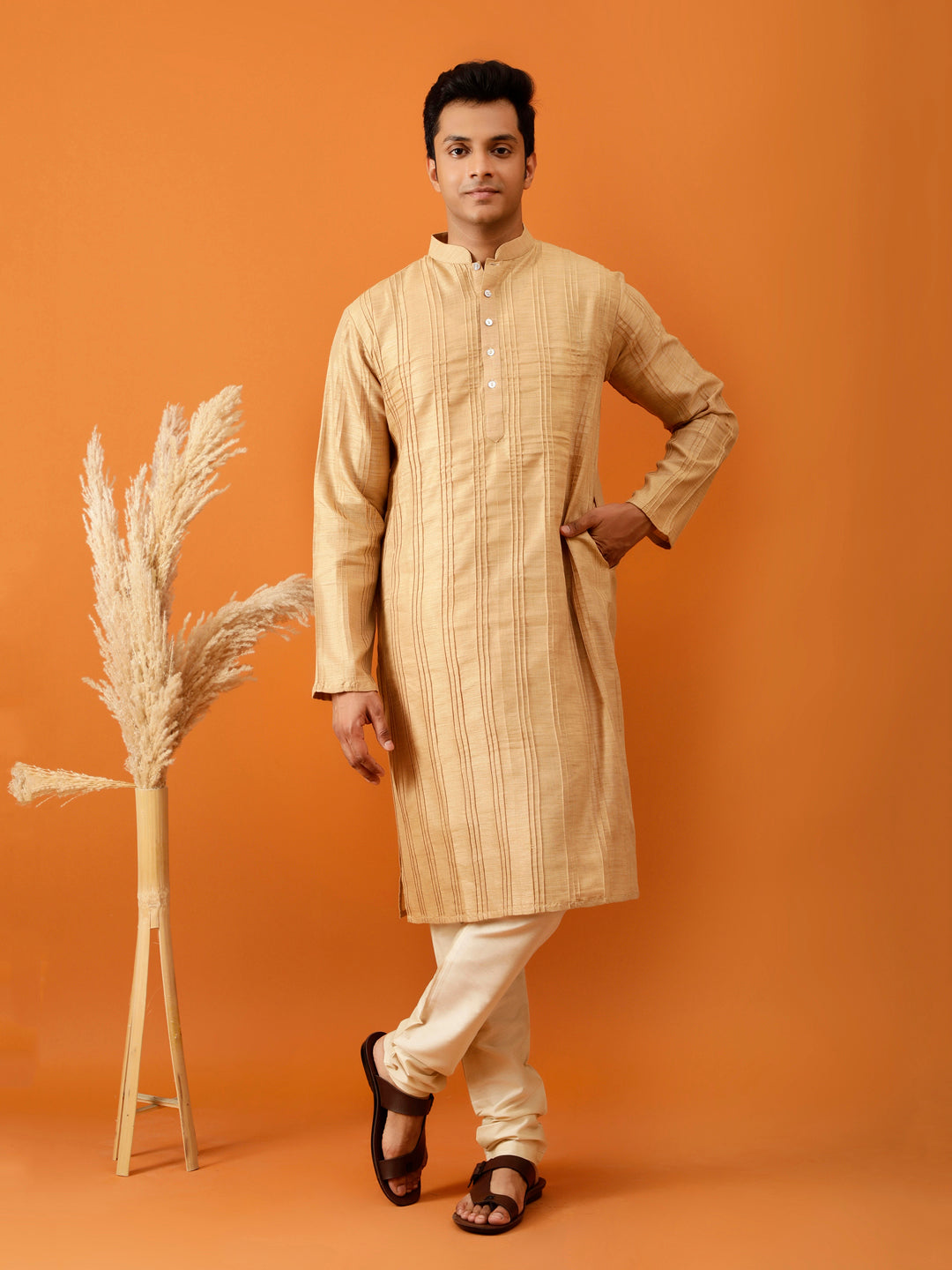 Long Kurta Chudidar Golden Beige Kurta