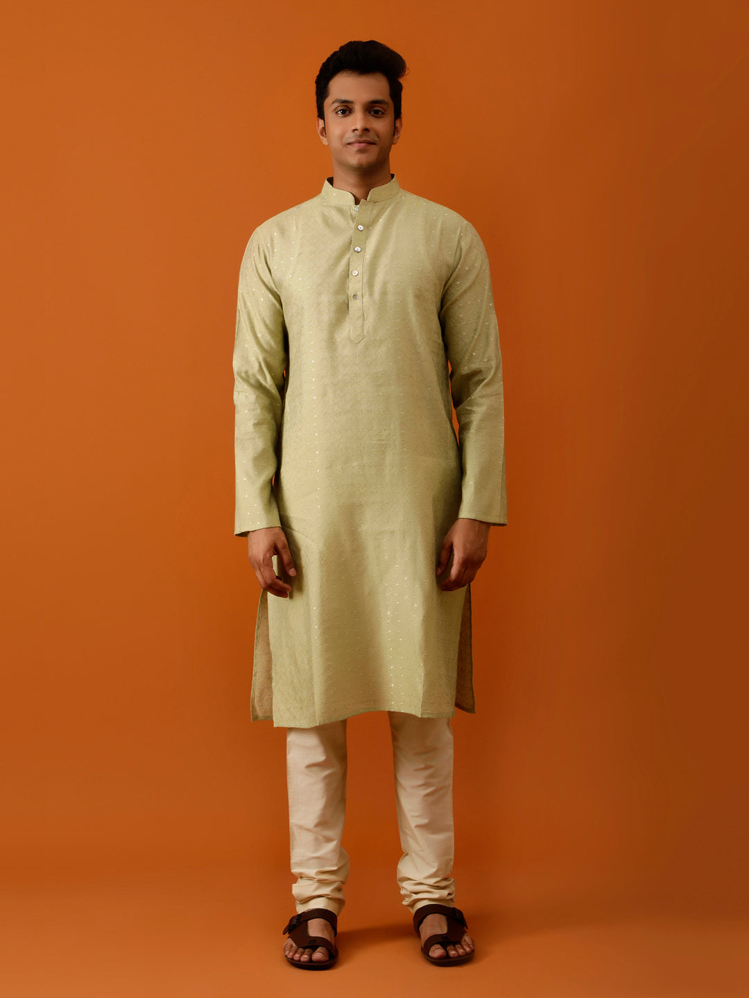 Long Kurta Chudidar Light Olive-Green