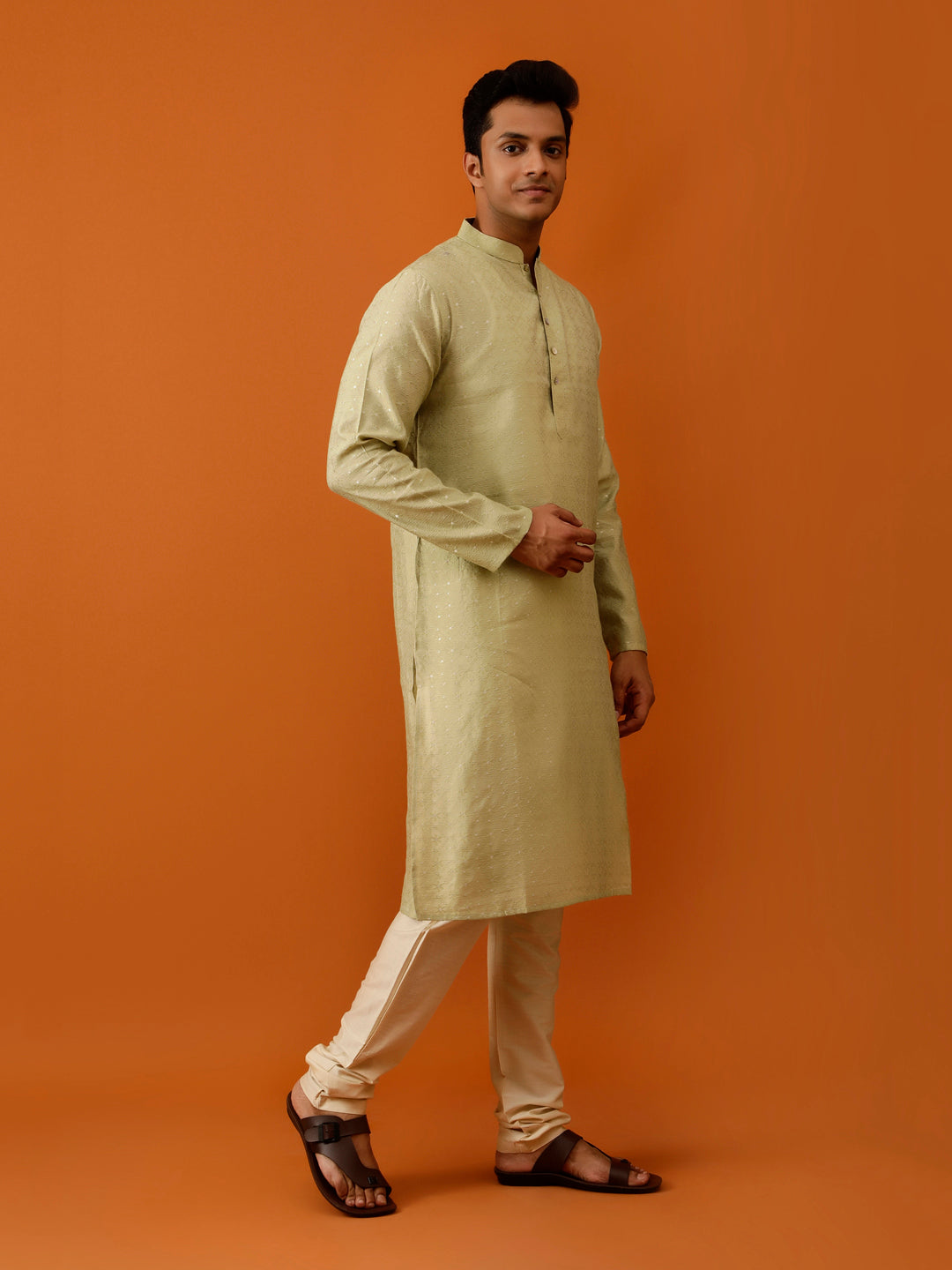 Long Kurta Chudidar Light Olive-Green