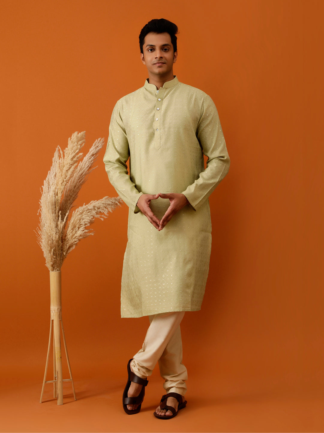 Long Kurta Chudidar Light Olive-Green