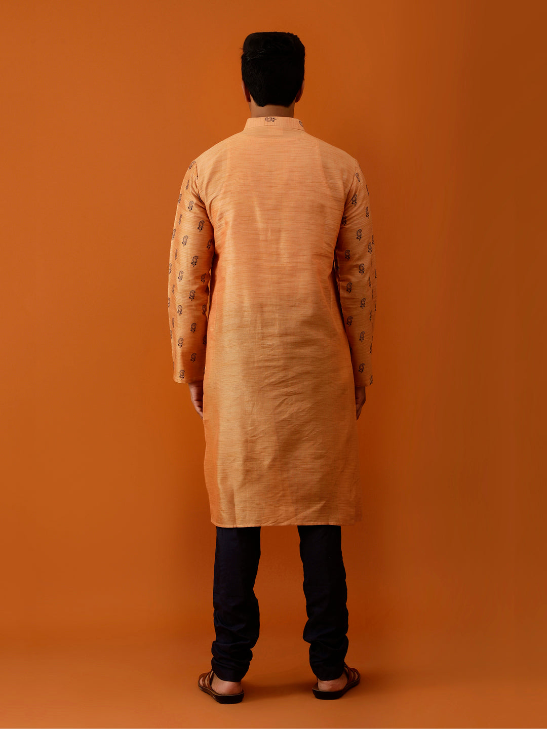 Long Kurta Chudidar Peach-Orange Printed