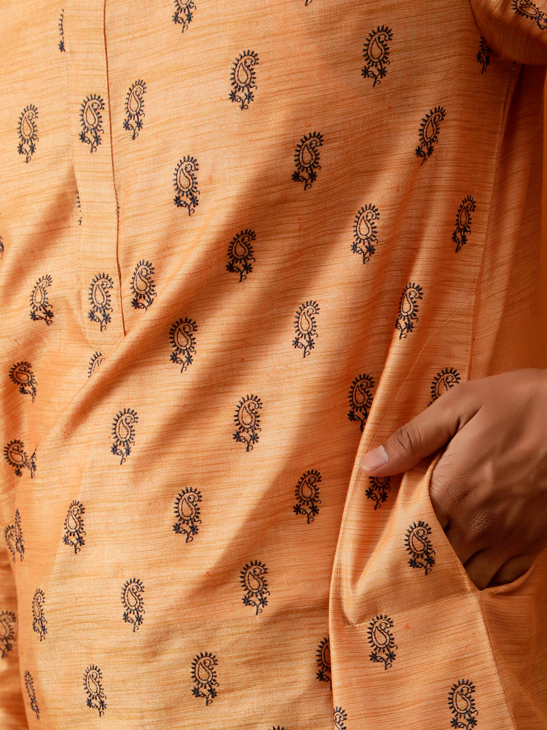 Long Kurta Chudidar Peach-Orange Printed