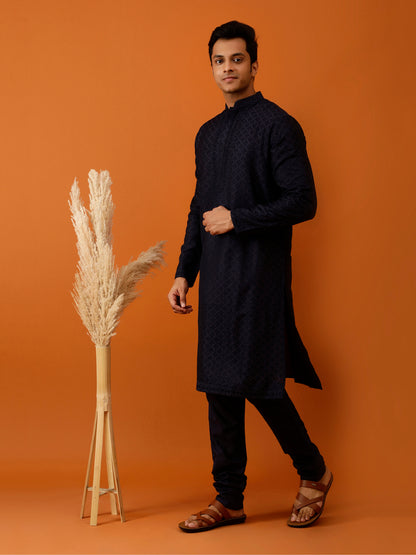 Long Kurta Chudidar Sleek Black Kurta