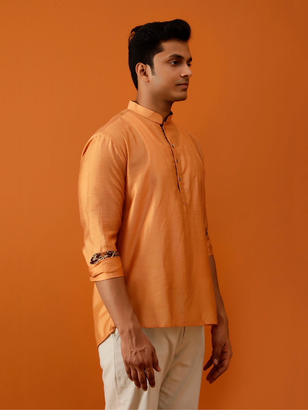 Short Kurta Stunning Orange Handloom