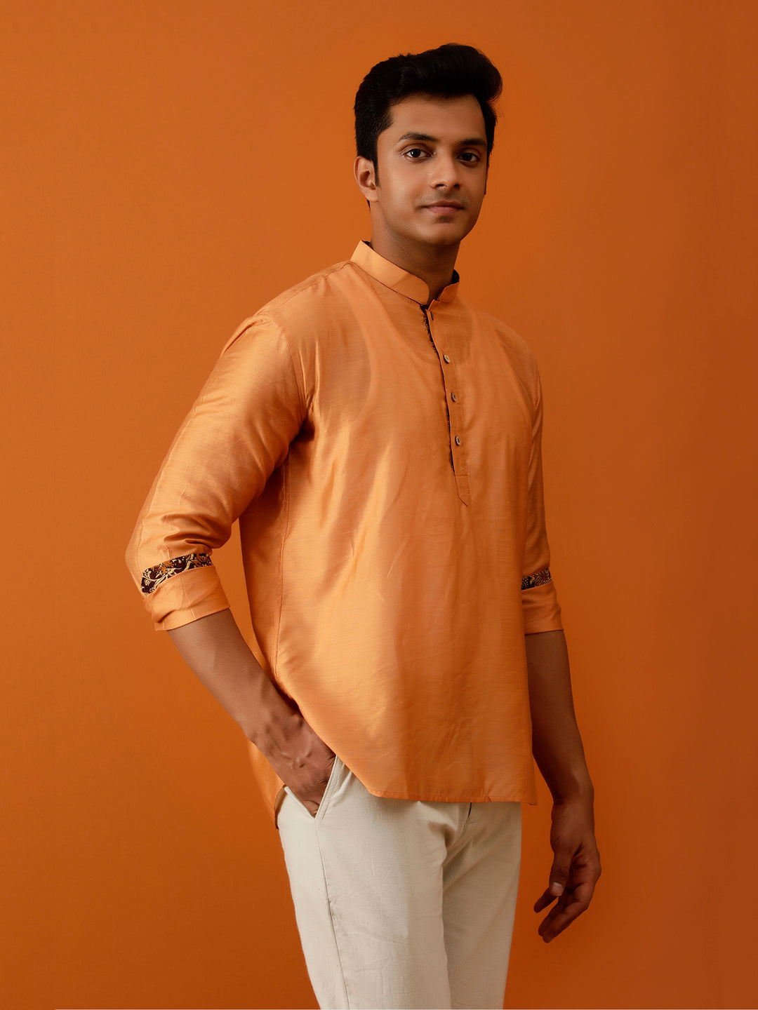 Short Kurta Stunning Orange Handloom