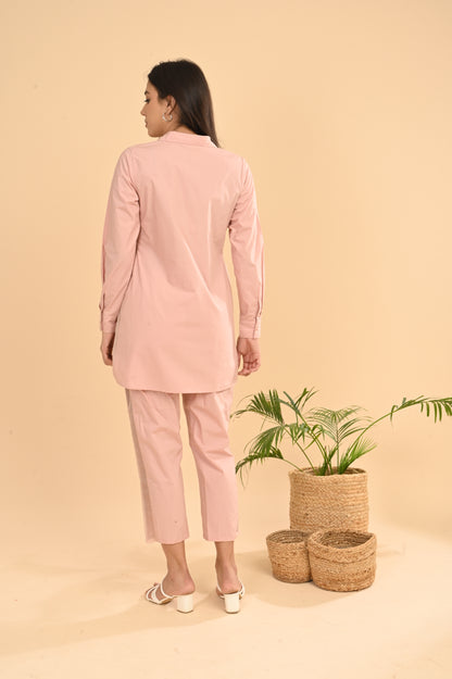 Cord Set In Pink Peach with Emb