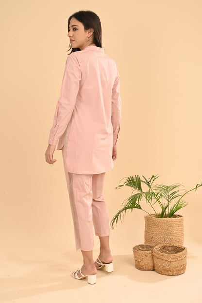 Cord Set In Pink Peach with Emb