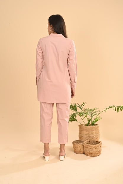 Cord Set In Pink Peach with Emb