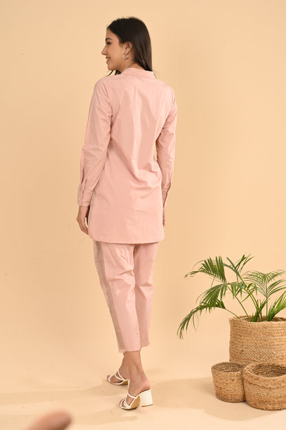 Cord Set In Pink Peach with Emb