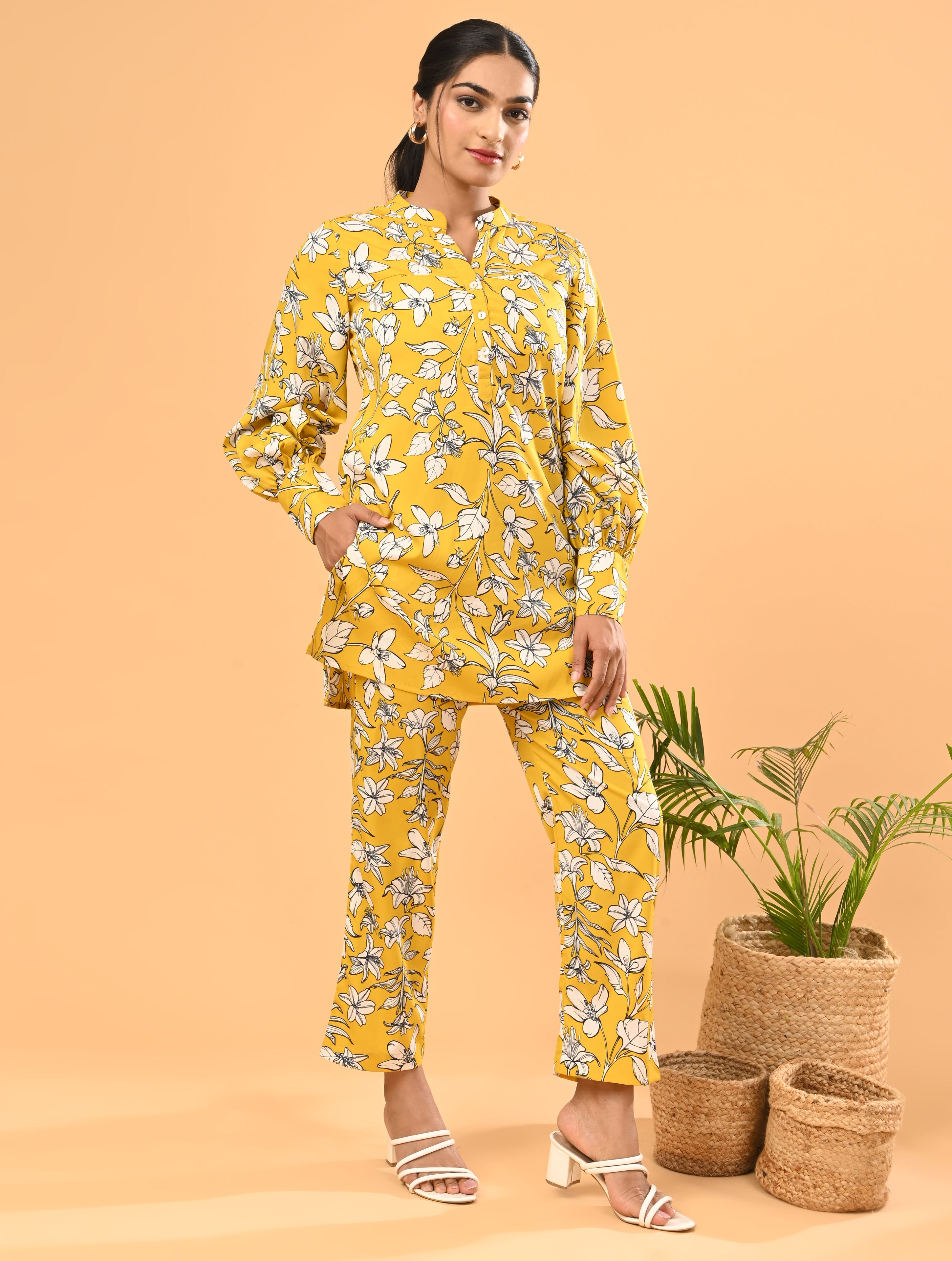 Yellow Floral Cotton Co-Ord Set