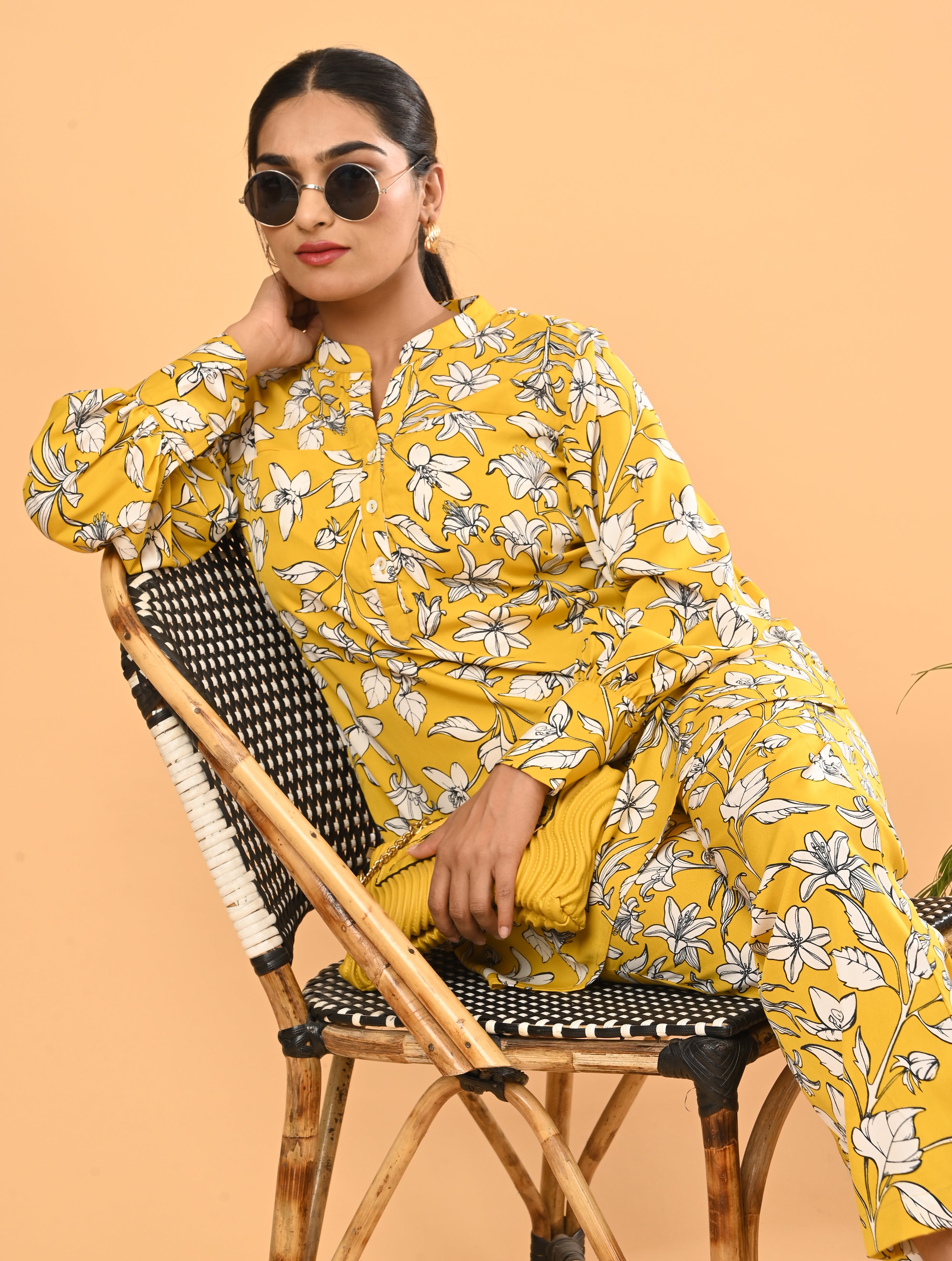 Yellow Floral Cotton Co-Ord Set