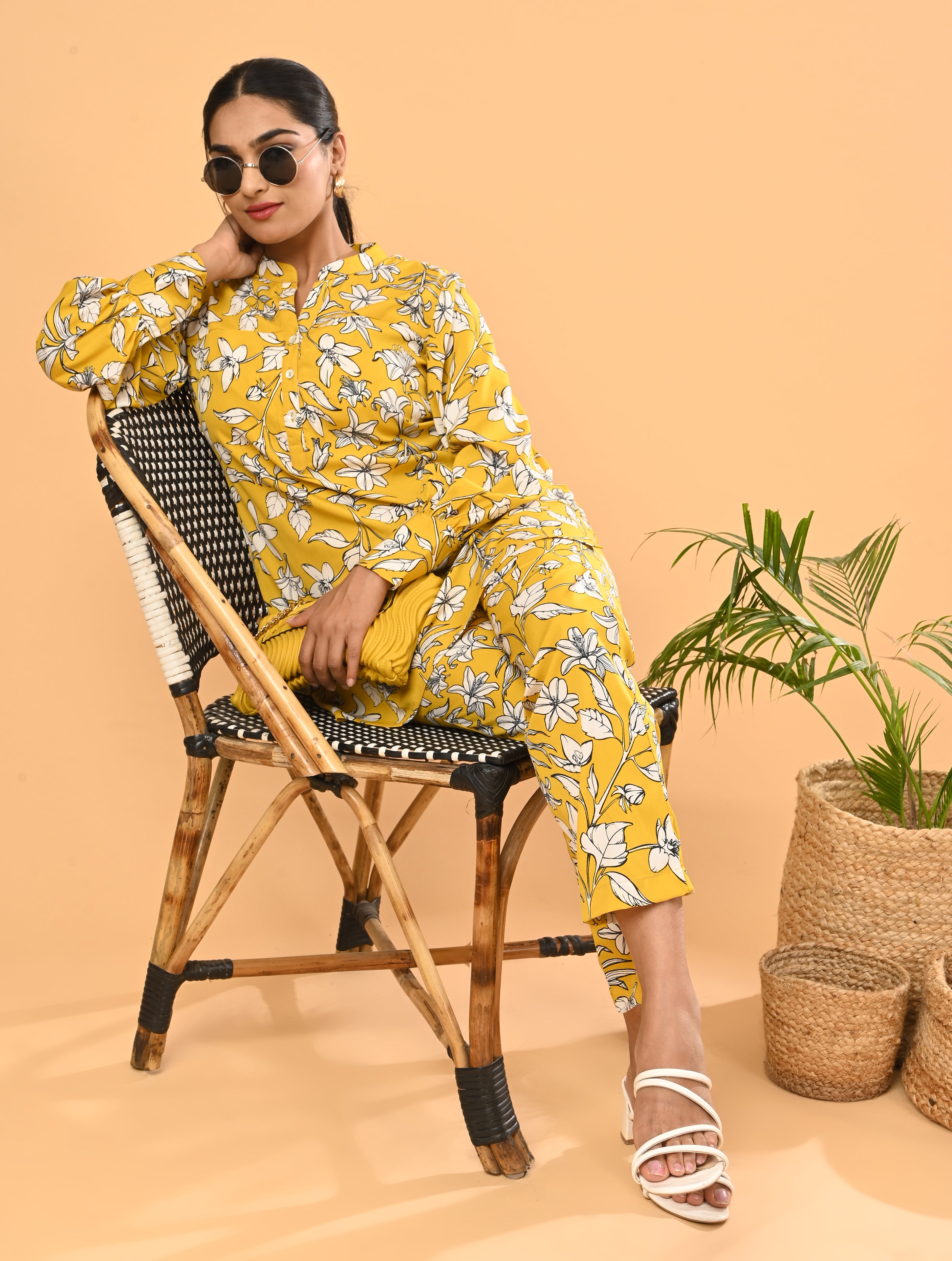 Yellow Floral Cotton Co-Ord Set